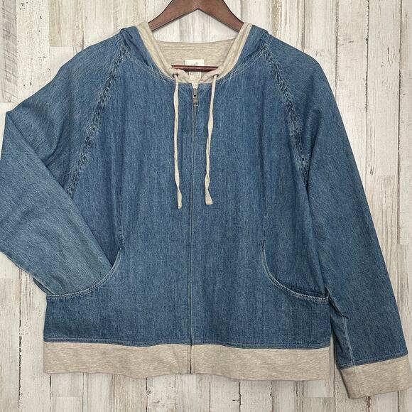 J. Jill Tops - J Jill Hoodie Medium Petite Soft Cotton Lined Cropped Loungewear Outdoors Cozy